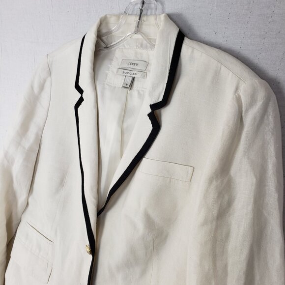 J CREW Schoolboy 100% Linen Blazer Nautical Crest Gold Buttons Preppy size 12 - Picture 5 of 12